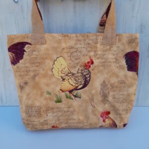 Sac cabas dos toile de jute coq