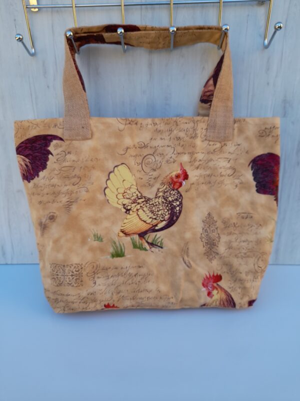 Sac cabas dos toile de jute coq