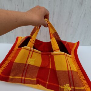 Sac à tarte fait main rouge et jaune