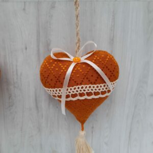 Coeur tissu marron