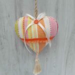 Coeur tissu orangé
