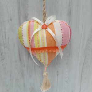 Coeur tissu orangé