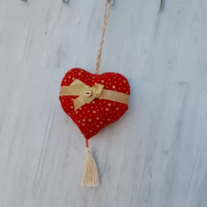 Coeur tissu doré