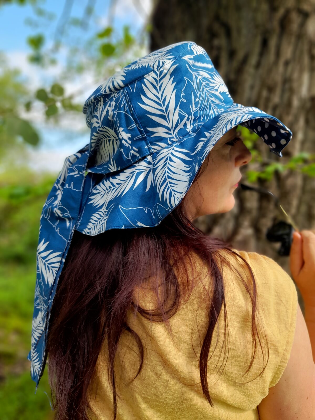 Chapeau d'été palmiers bleu