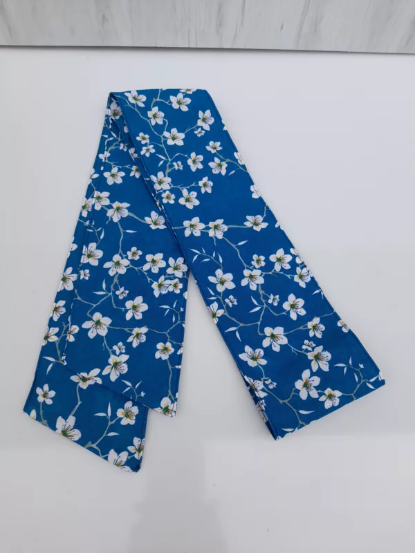 Foulard bandeau fleurs bleu