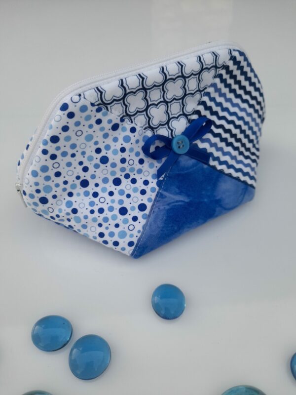Trousse patchwork bleue
