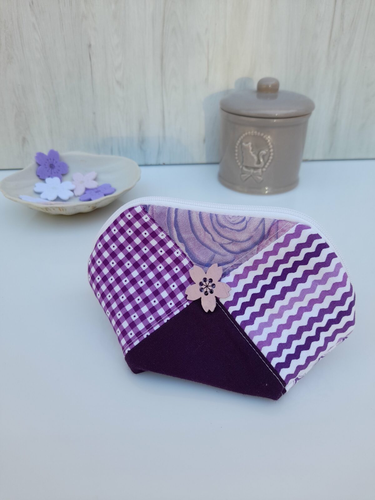 Trousse patchwork violet