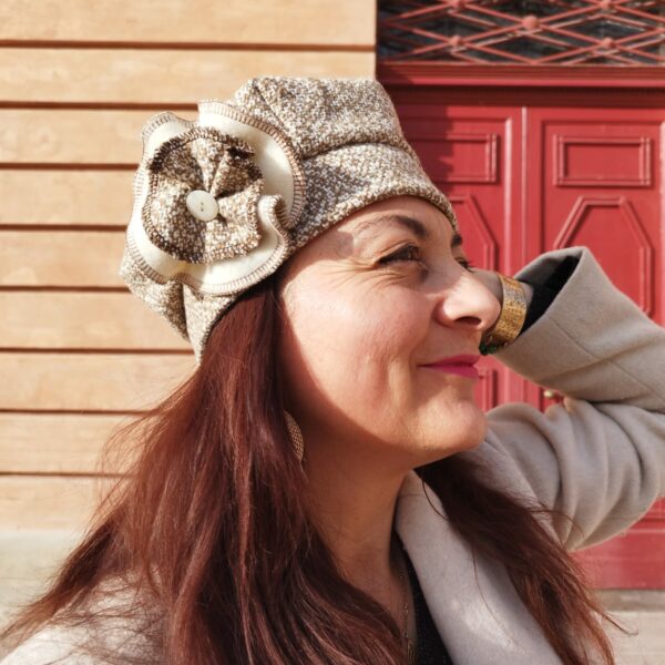 Chapeau béret beige