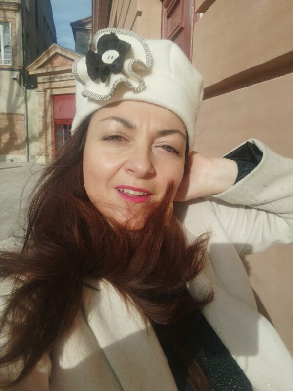 Chapeau béret écru